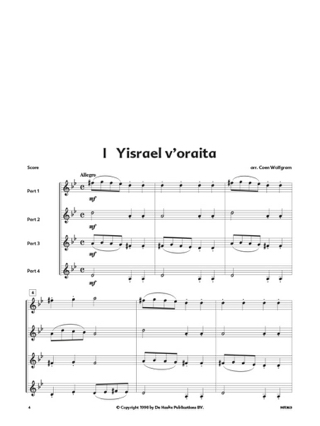 Israelian Folksongs - Clarinet quartet - Coen Wolfgram - Partition